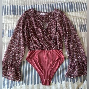 Floral Wrap Bodysuit